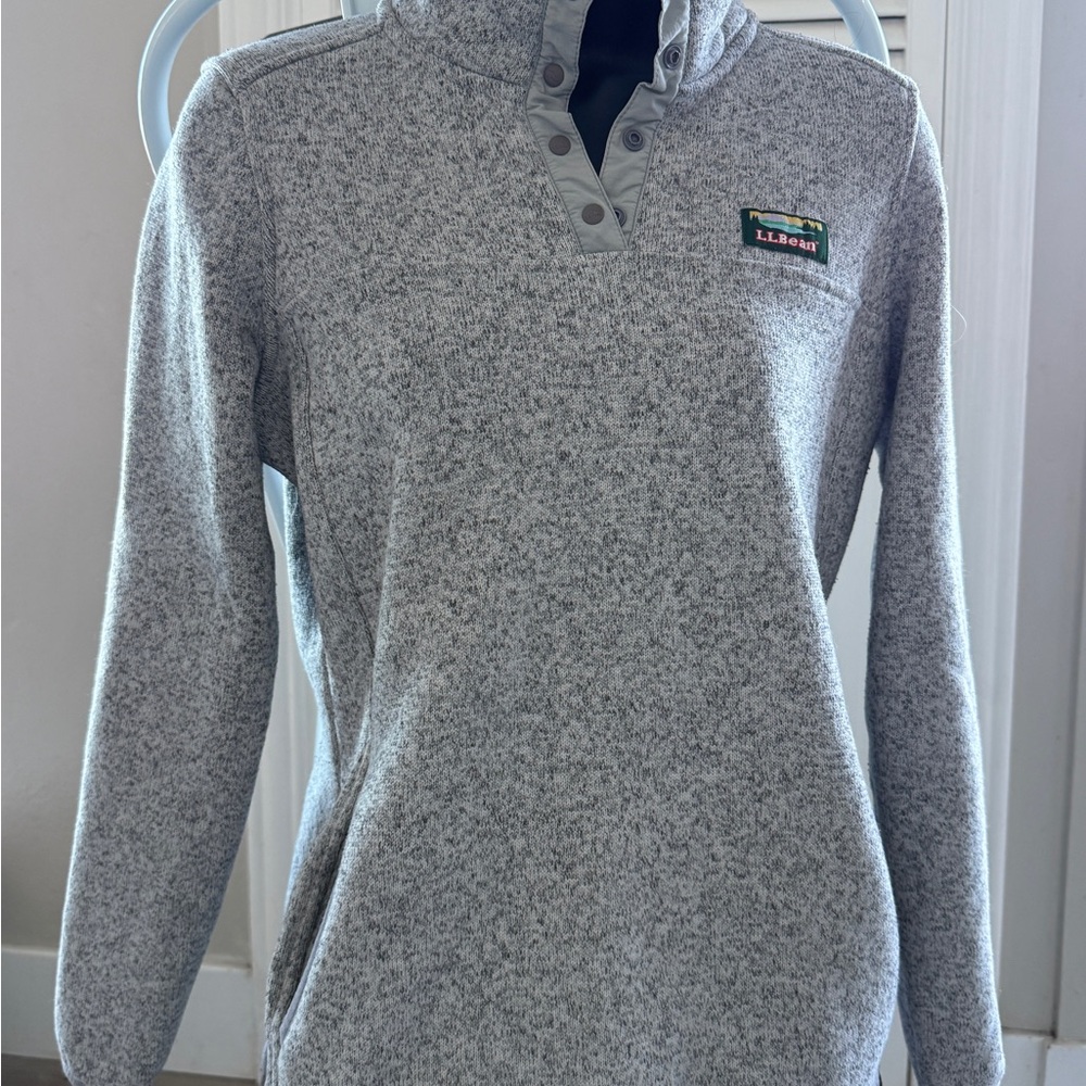 L.L. Bean Women's Sweater Fleece Pullover, Pewter Gray, Medium